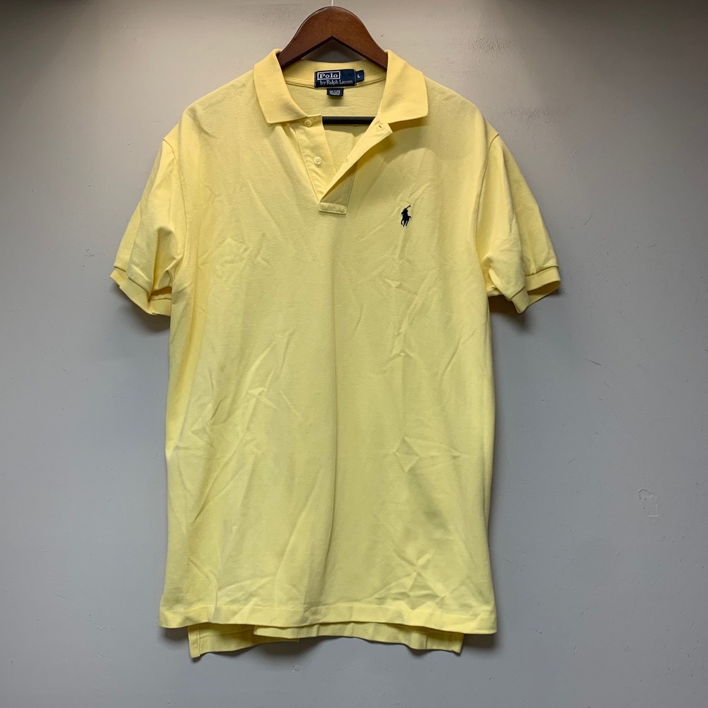 Polo Ralph Lauren Polo Shirt Mens Large Yellow Excellent Short Sleeve Pique